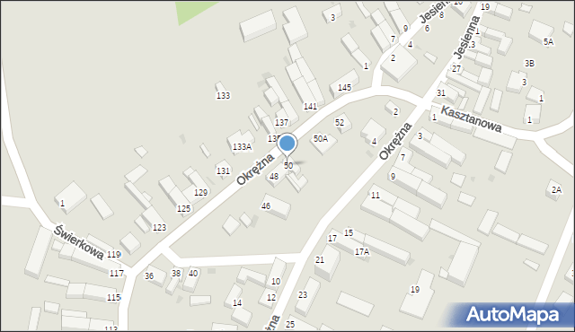 Głogów, Okrężna, 50, mapa Głogów