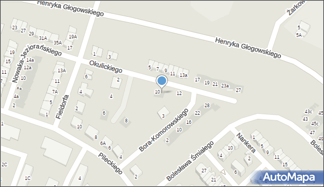 Głogów, Okulickiego-Niedźwiadka Leopolda, gen., 10a, mapa Głogów