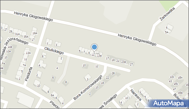 Głogów, Okulickiego-Niedźwiadka Leopolda, gen., 11a, mapa Głogów