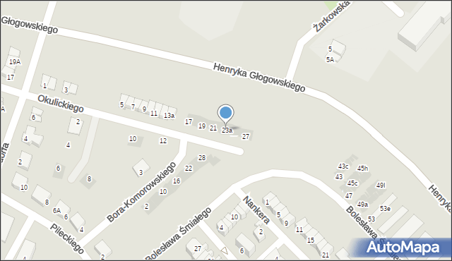 Głogów, Okulickiego-Niedźwiadka Leopolda, gen., 23a, mapa Głogów