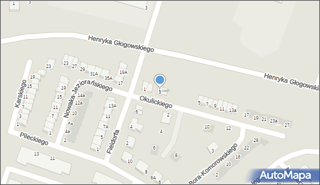 Głogów, Okulickiego-Niedźwiadka Leopolda, gen., 3, mapa Głogów