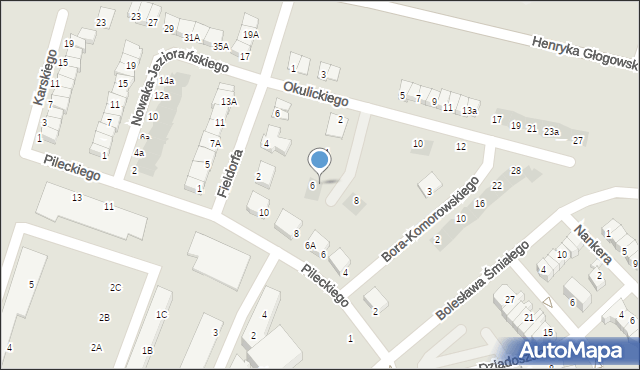 Głogów, Okulickiego-Niedźwiadka Leopolda, gen., 6a, mapa Głogów