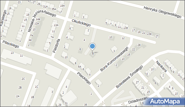 Głogów, Okulickiego-Niedźwiadka Leopolda, gen., 8, mapa Głogów