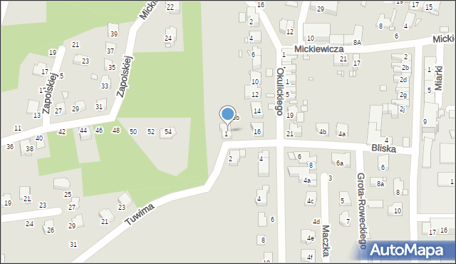 Głuchołazy, Okulickiego-Niedźwiadka Leopolda, gen., 16a, mapa Głuchołazy