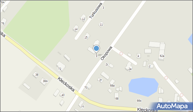 Gniezno, Okopowa, 1, mapa Gniezna