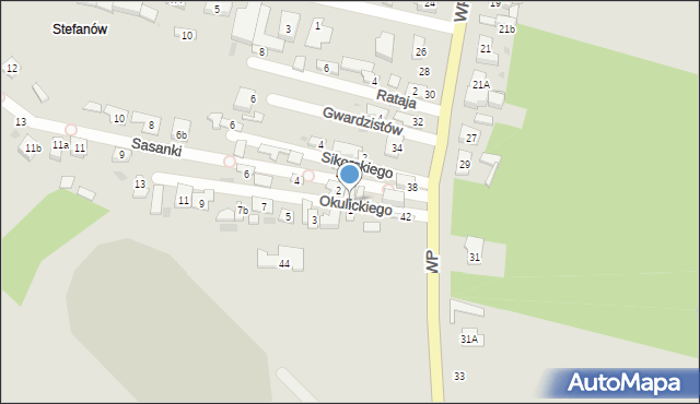 Góra Kalwaria, Okulickiego-Niedźwiadka Leopolda, gen., 2a, mapa Góra Kalwaria