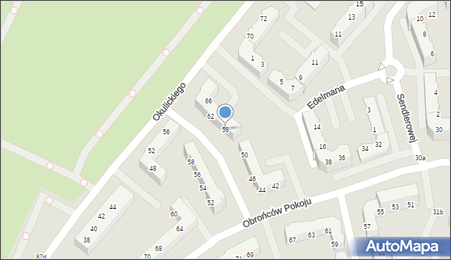 Gorzów Wielkopolski, Okulickiego-Niedźwiadka Leopolda, gen., 58, mapa Gorzów Wielkopolski