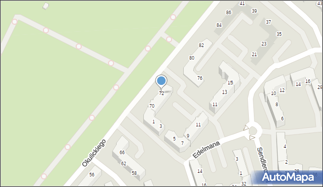 Gorzów Wielkopolski, Okulickiego-Niedźwiadka Leopolda, gen., 72, mapa Gorzów Wielkopolski