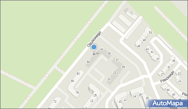Gorzów Wielkopolski, Okulickiego-Niedźwiadka Leopolda, gen., 86, mapa Gorzów Wielkopolski