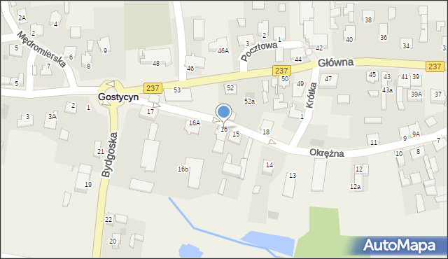 Gostycyn, Okrężna, 16, mapa Gostycyn