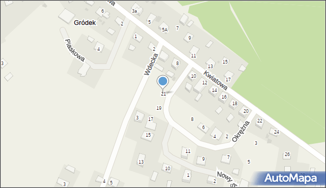 Gródek, Okrężna, 21, mapa Gródek