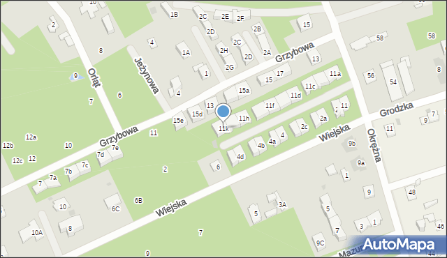 Grodzisk Mazowiecki, Okrężna, 11k, mapa Grodzisk Mazowiecki