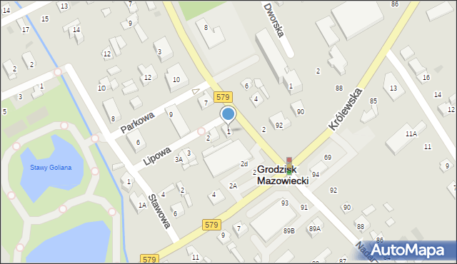 Grodzisk Mazowiecki, Okulickiego-Niedźwiadka Leopolda, gen., 1, mapa Grodzisk Mazowiecki
