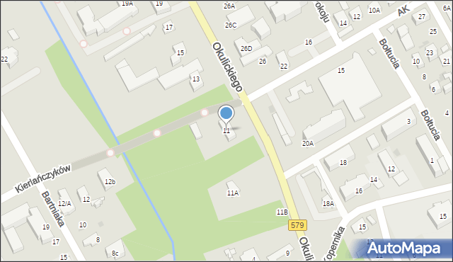 Grodzisk Mazowiecki, Okulickiego-Niedźwiadka Leopolda, gen., 11, mapa Grodzisk Mazowiecki