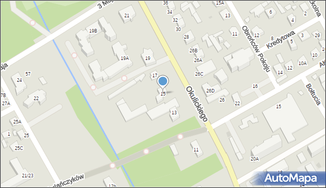 Grodzisk Mazowiecki, Okulickiego-Niedźwiadka Leopolda, gen., 15, mapa Grodzisk Mazowiecki