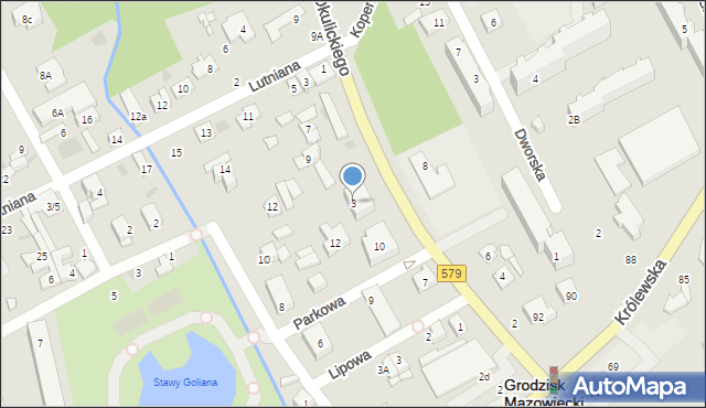 Grodzisk Mazowiecki, Okulickiego-Niedźwiadka Leopolda, gen., 3, mapa Grodzisk Mazowiecki