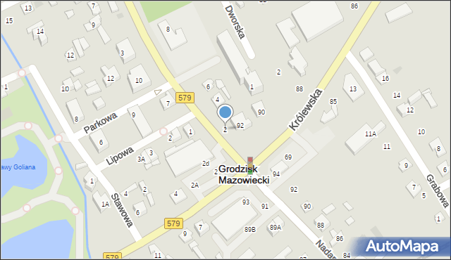 Grodzisk Mazowiecki, Okulickiego-Niedźwiadka Leopolda, gen., 2, mapa Grodzisk Mazowiecki
