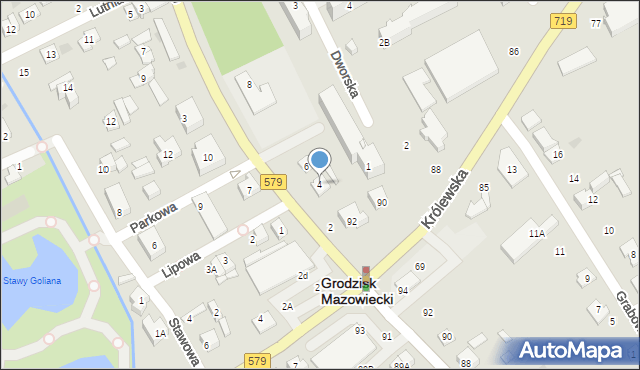 Grodzisk Mazowiecki, Okulickiego-Niedźwiadka Leopolda, gen., 4, mapa Grodzisk Mazowiecki