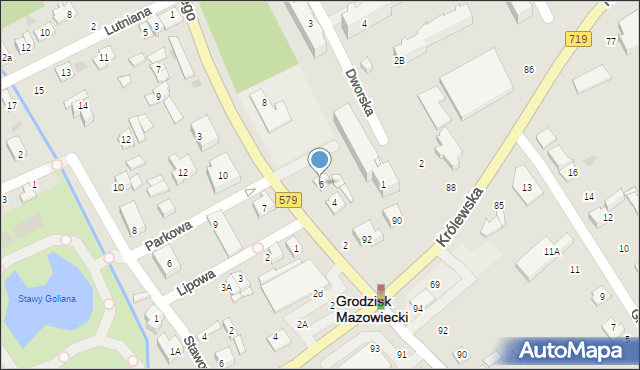 Grodzisk Mazowiecki, Okulickiego-Niedźwiadka Leopolda, gen., 6, mapa Grodzisk Mazowiecki