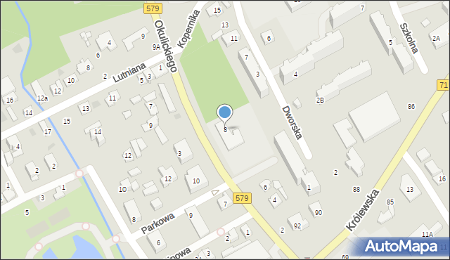 Grodzisk Mazowiecki, Okulickiego-Niedźwiadka Leopolda, gen., 8, mapa Grodzisk Mazowiecki
