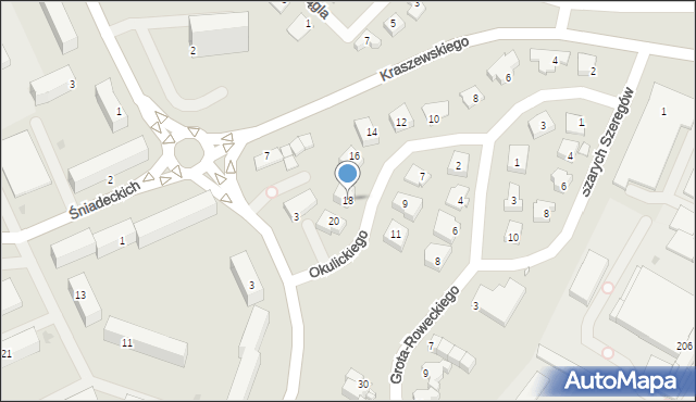 Grudziądz, Okulickiego-Niedźwiadka Leopolda, gen., 18, mapa Grudziądza