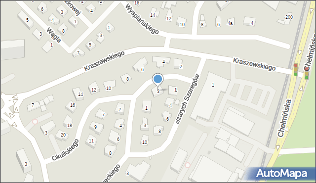 Grudziądz, Okulickiego-Niedźwiadka Leopolda, gen., 3, mapa Grudziądza