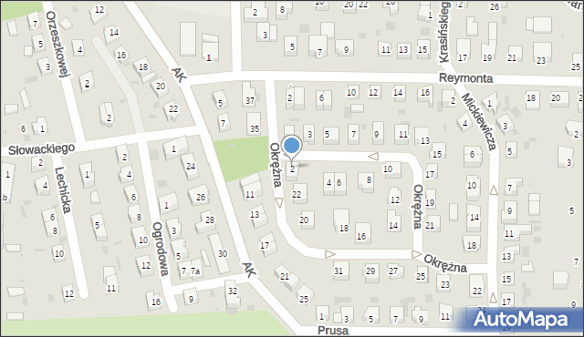 Gryfino, Okrężna, 2, mapa Gryfino