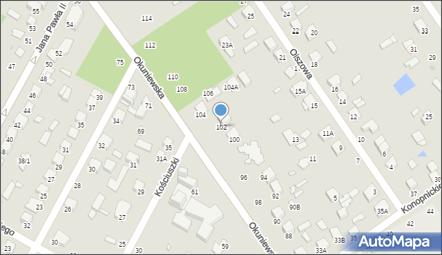 Halinów, Okuniewska, 102, mapa Halinów