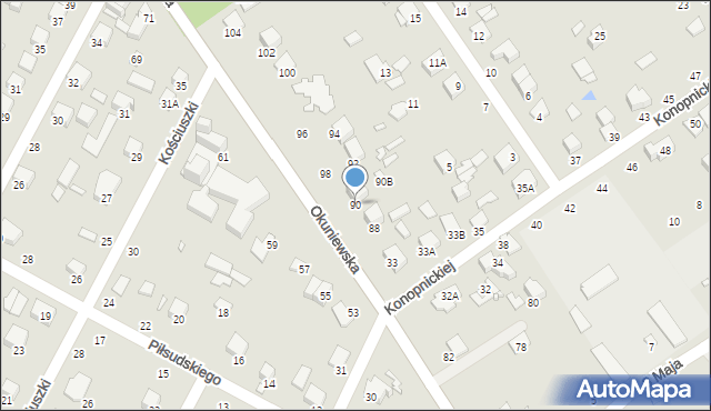 Halinów, Okuniewska, 90, mapa Halinów