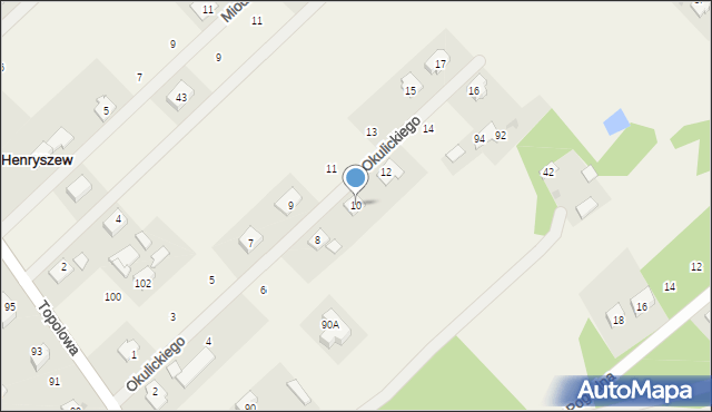 Henryszew, Okulickiego-Niedźwiadka Leopolda, gen., 10, mapa Henryszew