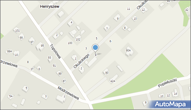 Henryszew, Okulickiego-Niedźwiadka Leopolda, gen., 4, mapa Henryszew