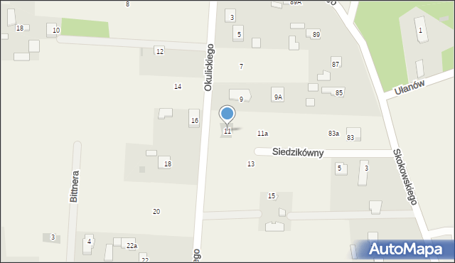 Jaktorów-Kolonia, Okulickiego-Niedźwiadka Leopolda, gen., 11, mapa Jaktorów-Kolonia