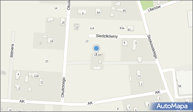 Jaktorów-Kolonia, Okulickiego-Niedźwiadka Leopolda, gen., 23, mapa Jaktorów-Kolonia