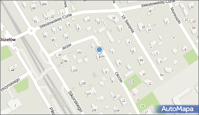 Józefów, Okrzei Stefana, 4, mapa Józefów