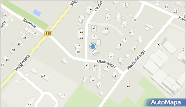 Kańczuga, Okulickiego Leopolda, gen., 23, mapa Kańczuga