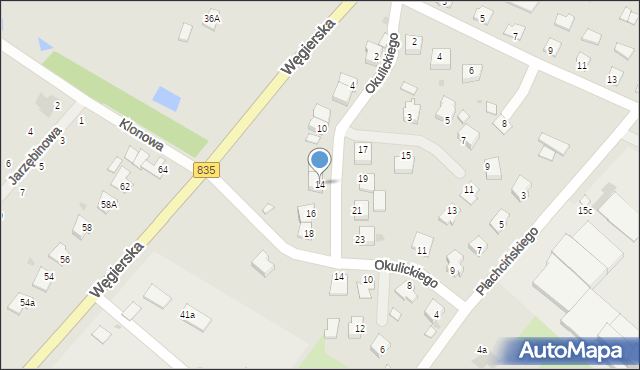Kańczuga, Okulickiego-Niedźwiadka Leopolda, gen., 14, mapa Kańczuga