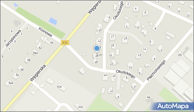 Kańczuga, Okulickiego-Niedźwiadka Leopolda, gen., 16, mapa Kańczuga