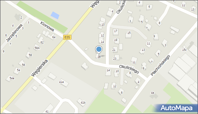 Kańczuga, Okulickiego-Niedźwiadka Leopolda, gen., 18, mapa Kańczuga