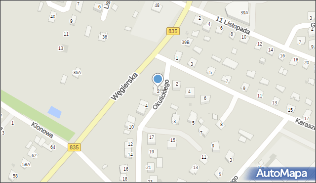 Kańczuga, Okulickiego-Niedźwiadka Leopolda, gen., 2, mapa Kańczuga