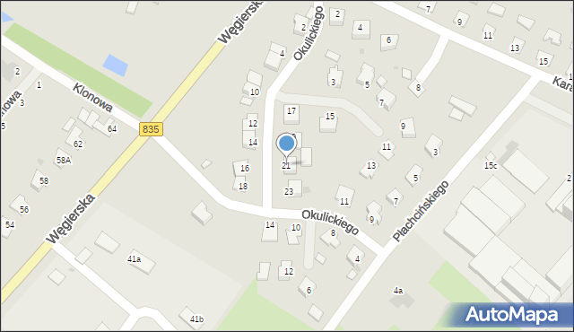 Kańczuga, Okulickiego-Niedźwiadka Leopolda, gen., 21, mapa Kańczuga