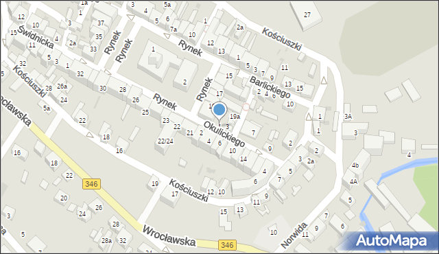 Kąty Wrocławskie, Okulickiego-Niedźwiadka Leopolda, gen., 1, mapa Kąty Wrocławskie