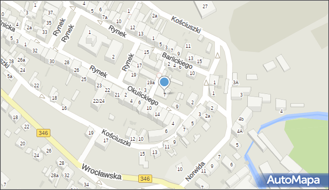 Kąty Wrocławskie, Okulickiego-Niedźwiadka Leopolda, gen., 7, mapa Kąty Wrocławskie