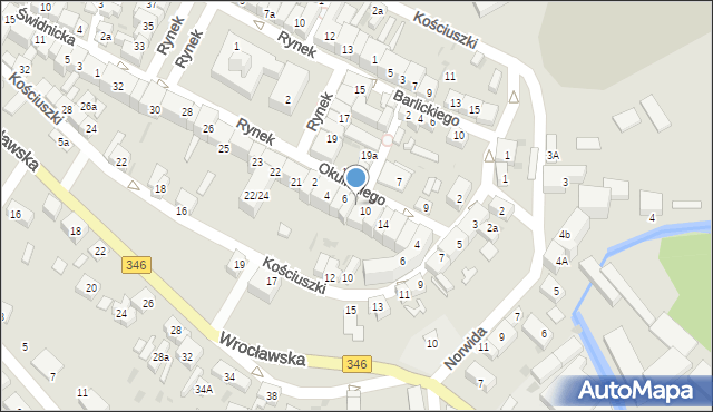 Kąty Wrocławskie, Okulickiego-Niedźwiadka Leopolda, gen., 8, mapa Kąty Wrocławskie