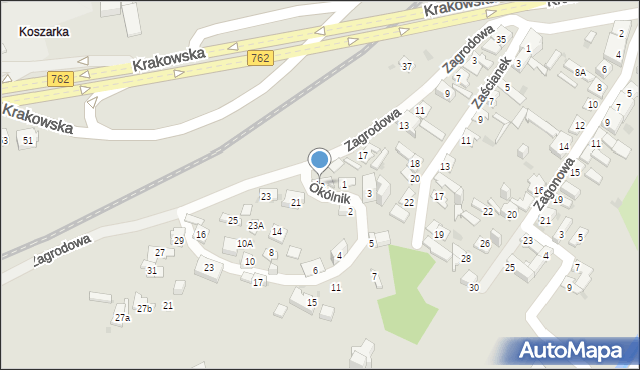 Kielce, Okólnik, 1a, mapa Kielc