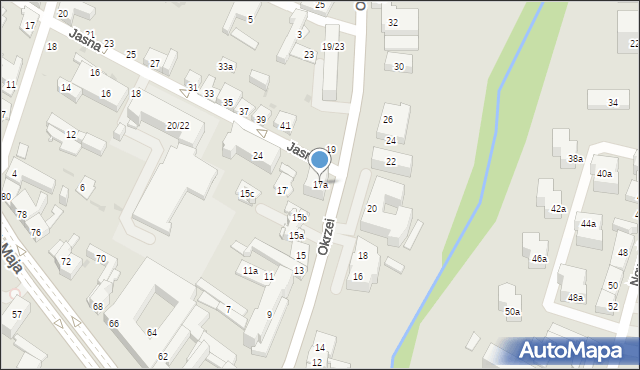 Kielce, Okrzei Stefana, 17a, mapa Kielc