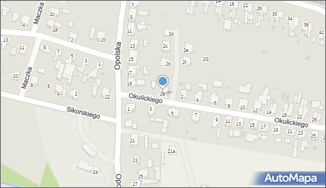 Kluczbork, Okulickiego-Niedźwiadka Leopolda, gen., 2a, mapa Kluczbork