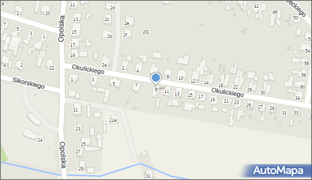 Kluczbork, Okulickiego-Niedźwiadka Leopolda, gen., 9, mapa Kluczbork