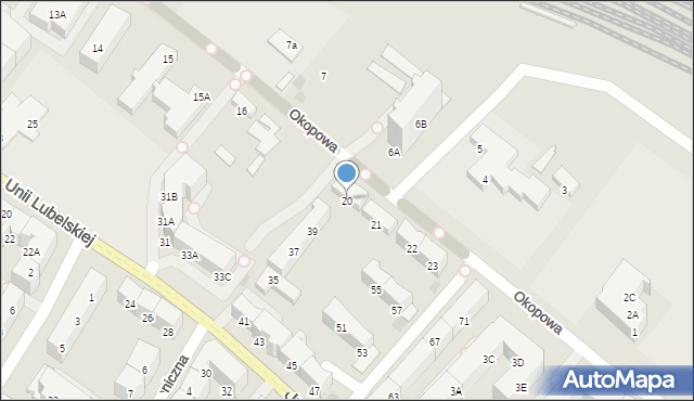 Kołobrzeg, Okopowa, 20, mapa Kołobrzegu