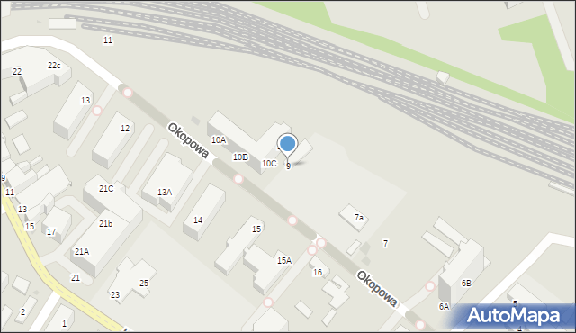 Kołobrzeg, Okopowa, 9, mapa Kołobrzegu