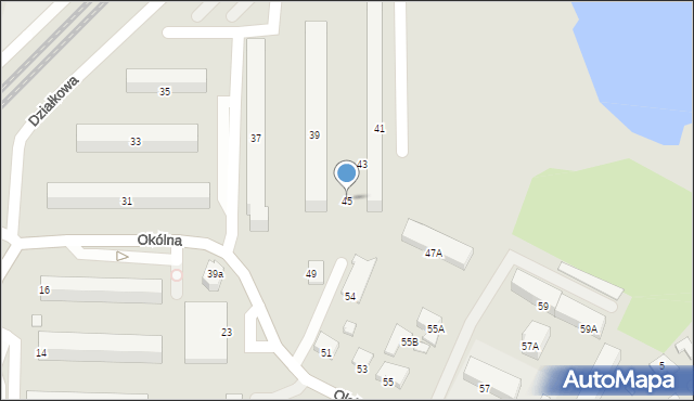 Konin, Okólna, 45, mapa Konina